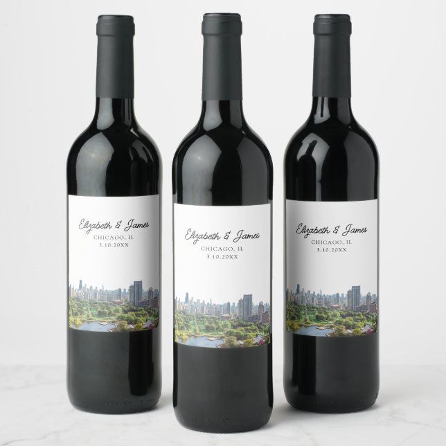 Etiqueta Para Botella De Vino Boda personalizado de Chicago (Botellas)