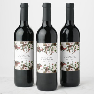 Etiqueta Para Botella De Vino Boda personalizado de floral rústica