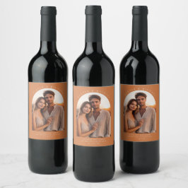 Etiqueta Para Botella De Vino boda personalizado de la foto terracota arch