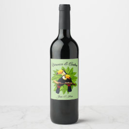 Etiqueta Para Botella De Vino Boda personalizado de Toucan Duo