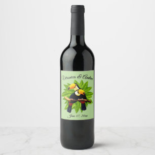 Etiqueta Para Botella De Vino Boda personalizado de Toucan Duo