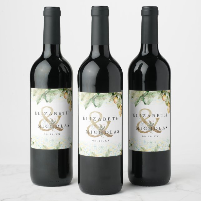 Etiqueta Para Botella De Vino Boda personalizado italiano de Lemon Grove (Botellas)