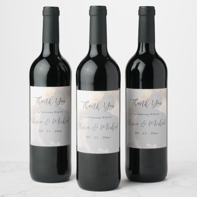 Etiqueta Para Botella De Vino Boda Personalizado Una Foto Gracias (Botellas)
