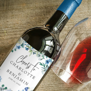 Etiqueta Para Botella De Vino Boda Primaria Personalizado Floral de Peonia Blanc