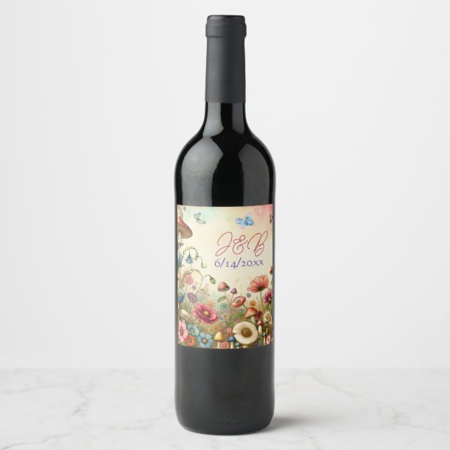 Etiqueta Para Botella De Vino Boda principal de cabaña personalizado (Anverso)