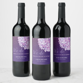 Etiqueta Para Botella De Vino Boda púrpura de Hydrangeas del Sur