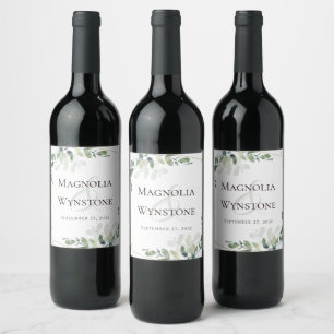 Etiqueta Para Botella De Vino Boda Purpurina Eucalyptus Gold