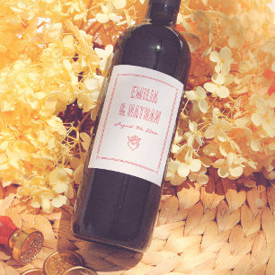 Etiqueta Para Botella De Vino Boda Quirky Retro Enamorado Cupido Dibujado a Mano