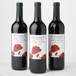 Etiqueta Para Botella De Vino Boda Red Poppies
