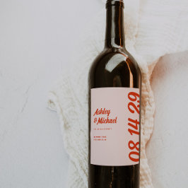 Etiqueta Para Botella De Vino Boda retro colorido y audaz