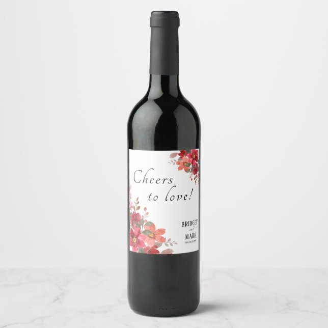 Etiqueta Para Botella De Vino Boda Rojo Sin Tiempo (Anverso)
