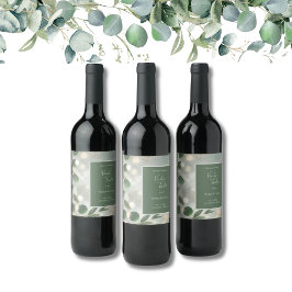 Etiqueta Para Botella De Vino Boda Romantic Sage Green Eucalyptus