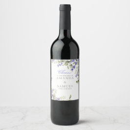 Etiqueta Para Botella De Vino Boda Romántica de Eucalipto y Lavanda