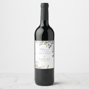 Etiqueta Para Botella De Vino Boda Romántica de Eucalipto y Lavanda