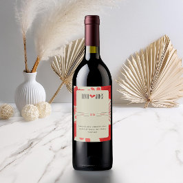 Etiqueta Para Botella De Vino Boda Romántico de Floral Roja