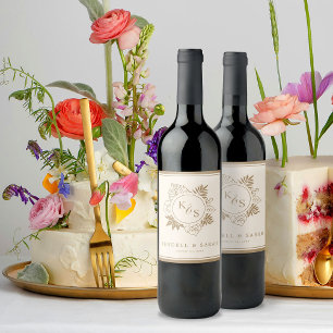 Etiqueta Para Botella De Vino Boda Romántico de Verdor Tropical