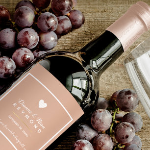 Etiqueta Para Botella De Vino Boda Romántico Elegantemente Etiquetado  Dusty Ros