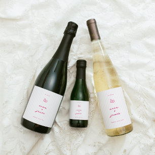 Etiqueta Para Botella De Vino Boda Rosa caprichoso