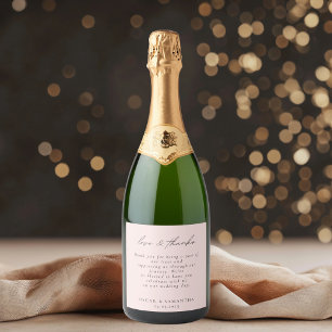 Etiqueta Para Botella De Vino Boda Rosa Sonrojada Minimal Amor y Gracias
