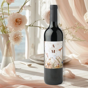 Etiqueta Para Botella De Vino Boda Rústica Acuarela Bosque