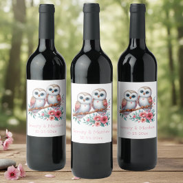 Etiqueta Para Botella De Vino Boda Rústica Boho de Bosque de Búhos