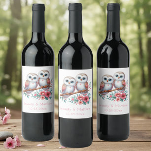 Etiqueta Para Botella De Vino Boda Rústica Boho de Bosque de Búhos