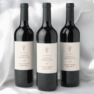Etiqueta Para Botella De Vino Boda Rústica Boho Terracota Naranja Quemada
