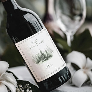 Etiqueta Para Botella De Vino Boda Rústica de Invierno gracias a Forest Green ID