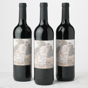 Etiqueta Para Botella De Vino Boda Rústica Moderna Fotografía