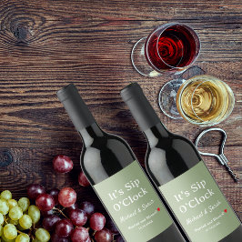 Etiqueta Para Botella De Vino Boda Rústica Verde Salvia Es La Hora De Beber Pers