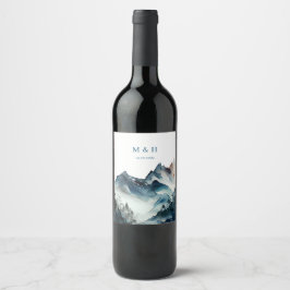 Etiqueta Para Botella De Vino Boda Rústico de las Montañas Azules