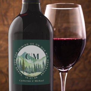 Etiqueta Para Botella De Vino Boda Rústico de Pine de Emerald Greenery