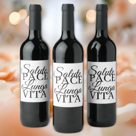 Etiqueta Para Botella De Vino Boda Salute, Pace, e Lunga Vita