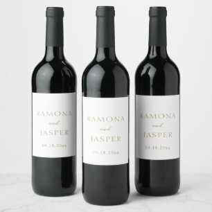 Etiqueta Para Botella De Vino Boda Simple Dorado Moderna y Audaz