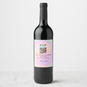 Etiqueta Para Botella De Vino Boda sitio web rsvp q r código añadir nombre texto