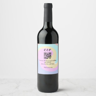 Etiqueta Para Botella De Vino Boda sitio web rsvp q r código añadir nombre texto
