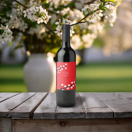 Etiqueta Para Botella De Vino Boda temática de cerezo en flor