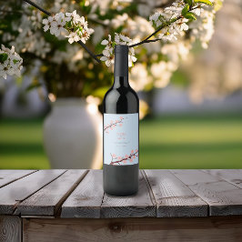 Etiqueta Para Botella De Vino Boda temática de cerezo en flor