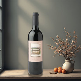 Etiqueta Para Botella De Vino boda tradicional de la casa de té sakura
