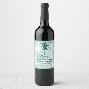 Etiqueta Para Botella De Vino Boda Tropical Palm Tree Beach Gracias