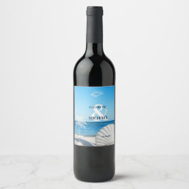 Etiqueta Para Botella De Vino Boda Tropical Playa del Océano