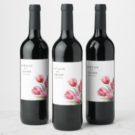Etiqueta Para Botella De Vino Boda Tulip de primavera