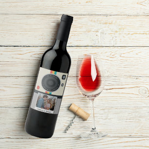 Etiqueta Para Botella De Vino Boda único de fotografía de pareja de cámaras inst