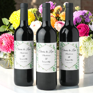 Etiqueta Para Botella De Vino Boda Verde Blanco Eucalipto