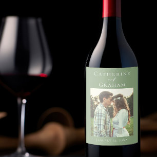 Etiqueta Para Botella De Vino Boda Verde Chic Sage Personalizada Foto