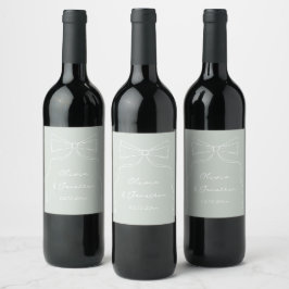 Etiqueta Para Botella De Vino Boda Verde de la Mano dibujada por el borde de la