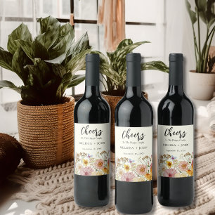 Etiqueta Para Botella De Vino Boda vinícola de flores silvestres