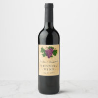 Boda Vino Elegante Vintage Purple Grapes Personali