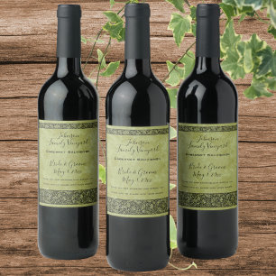 Etiqueta Para Botella De Vino Boda Vintage, Floral Scroll Floral Victoriana