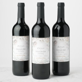 Etiqueta Para Botella De Vino Boda Wine | Elegantes Peonies de Alabastro